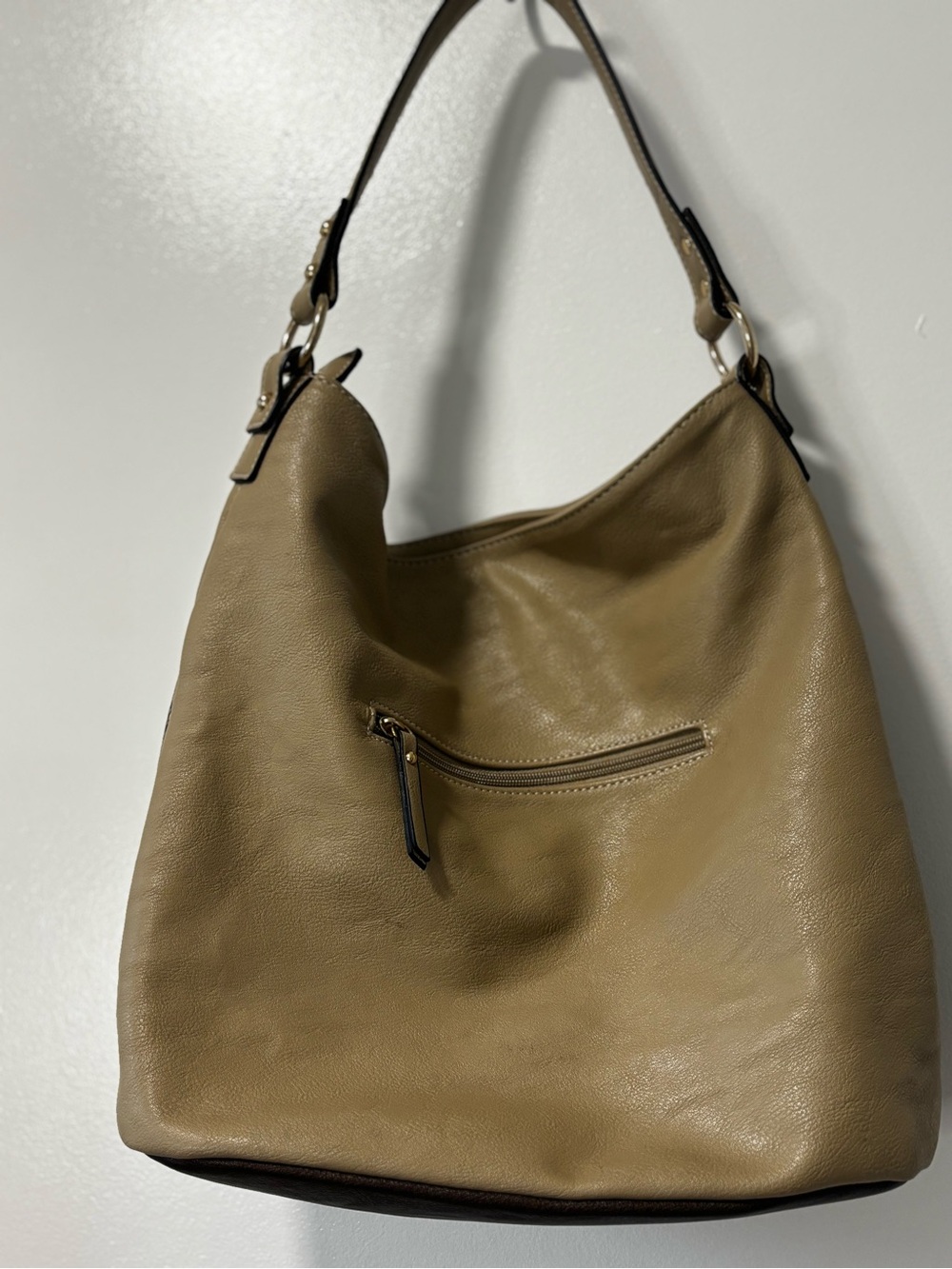 Peter Nygard Tri-Panel Hobo in Taupe, Snake Print & Dark Brown Shoulder Bag - Picture 3 of 13